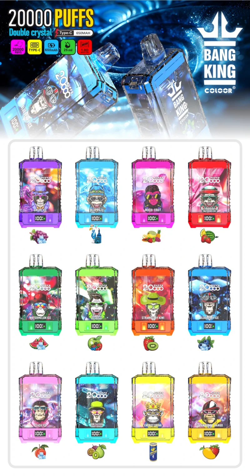 Bang King 20K Crystal Puffs Disposable Vape 650mAh Type-C Battery With 12 Flavors Bulk Buy Wholesale 2