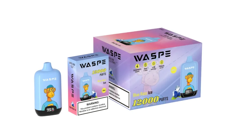 Wholesale Waspe 12000 Puffs Digital Box Vape Pen de unică folosință cu afișaj LCD 20ml Capacitate Mesh Coil Niveluri multiple de nicotină 0 2 3 5 11