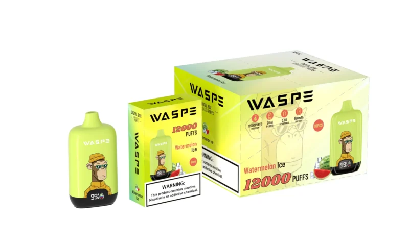 Wholesale Waspe 12000 Puffs Digital Box Vape Pen de unică folosință cu afișaj LCD 20ml Capacitate Mesh Coil Niveluri multiple de nicotină 0 2 3 5 12