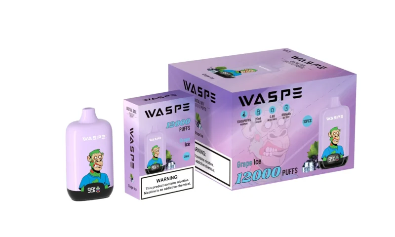 Wholesale Waspe 12000 Puffs Digital Box Vape Pen de unică folosință cu afișaj LCD 20ml Capacitate Mesh Coil Niveluri multiple de nicotină 0 2 3 5 13