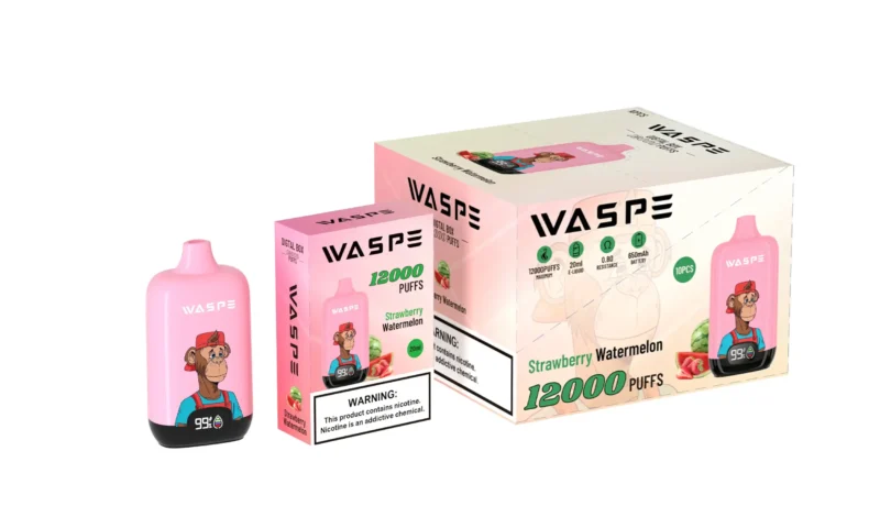 Wholesale Waspe 12000 Puffs Digital Box Vape Pen de unică folosință cu afișaj LCD 20ml Capacitate Mesh Coil Niveluri multiple de nicotină 0 2 3 5 14