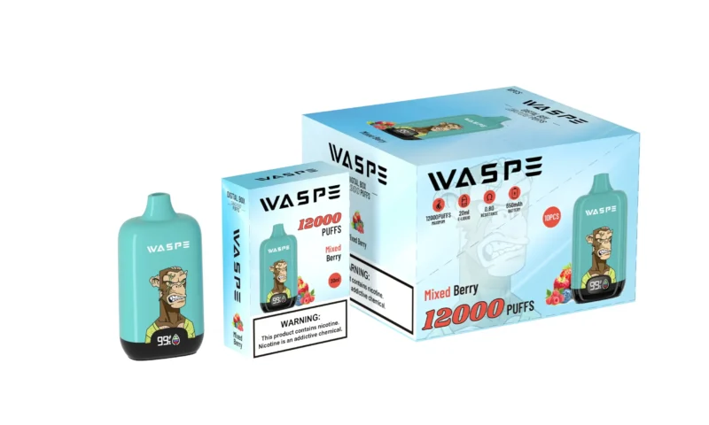 Wholesale Waspe 12000 Puffs Digital Box Vape Pen de unică folosință cu afișaj LCD 20ml Capacitate Mesh Coil Niveluri multiple de nicotină 0 2 3 5 16