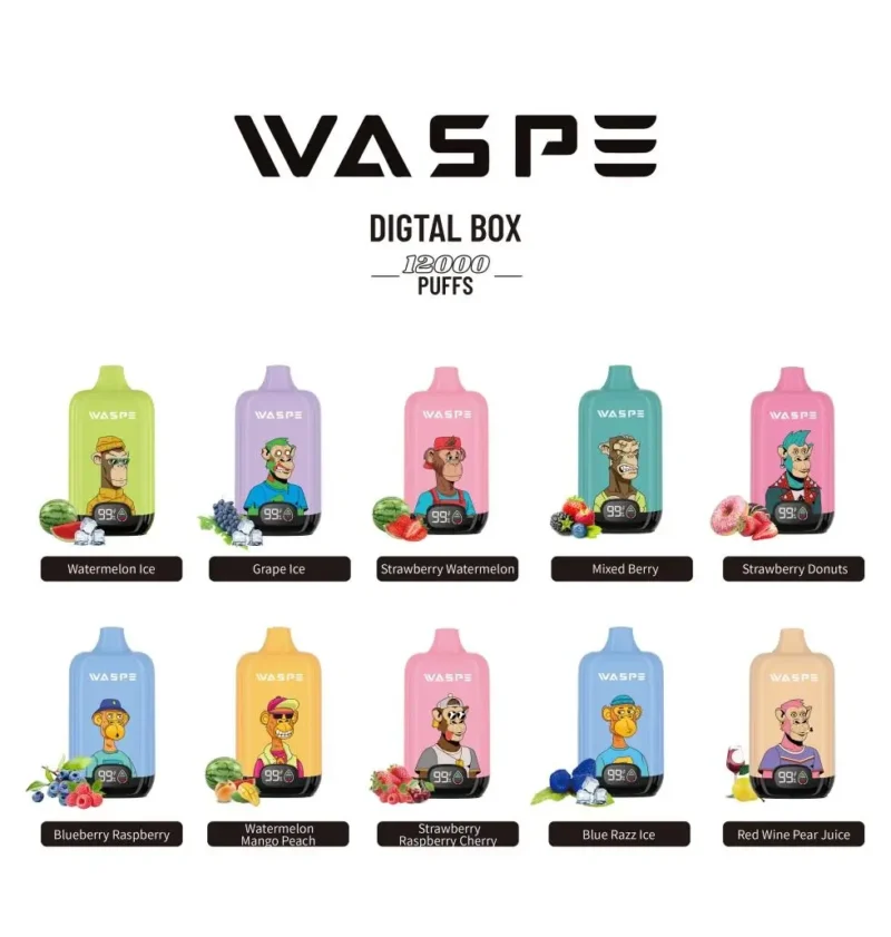Wholesale Waspe 12000 Puffs Digital Box 0% 2% 3% 5% Nicotină de unică folosință Vape cu arome multiple 2