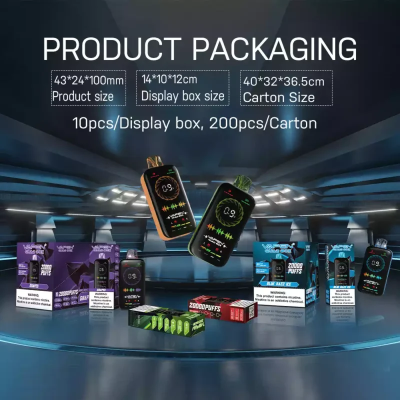 VAPEN QUAD BOX 20000 PUFFS Flujo de Aire Ajustable Recargable 2 5 Low Nicotine Venta al por mayor Vape Desechable Pantalla Completa 3