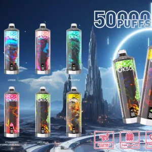 Authentic OKSO Shisha Hookah Mega 50K Puffs Disposable Vape with Triple Mesh Coil and Adjustable Nicotine Levels